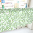のぼり屋工房 カフェカーテン 青海波 800×450mm 黄緑・40848 (1391036)