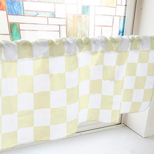 のぼり屋(Noboriya) カフェカーテン ブロックチェック 800×450mm 黄・40878 (1391051)