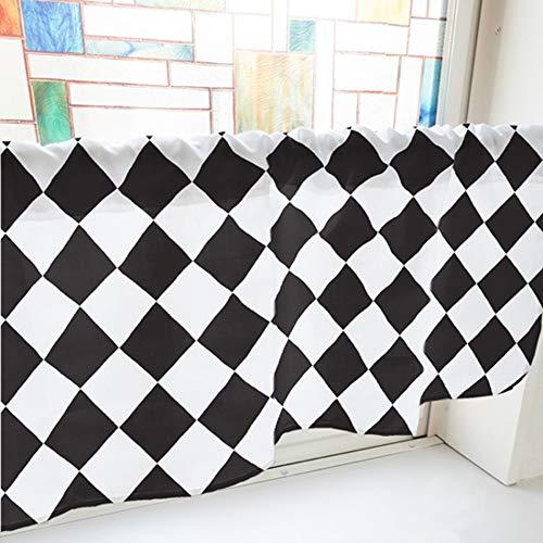 のぼり屋(Noboriya) カフェカーテン ハーリキンチェック 800×450mm 黒・40880 (1391052)