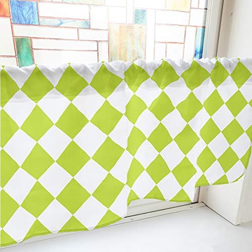 NOBORIYA のぼり屋 カフェカーテン ハーリキンチェック 800×450mm 黄緑・40886 (1391055)