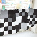 のぼり屋工房 カフェカーテン ランダムチェック 800×450mm 黒・40892 (1391058)