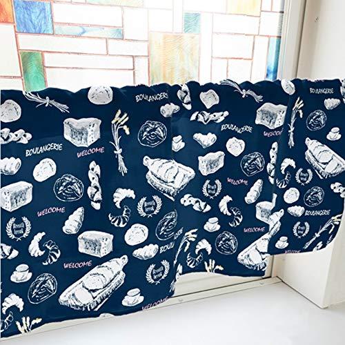 NOBORIYA のぼり屋 カフェカーテン パン 800×450mm 紺・40960 (1391092)