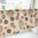 のぼり屋工房 カフェカーテン ボタン 800×450mm 茶・40996 (1391110)