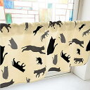 のぼり屋工房 カフェカーテン 猫シルエット 800×450mm 黄・41006 (1391115)