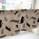 のぼり屋工房 カフェカーテン 猫シルエット 800×450mm 茶・41008 (1391116)