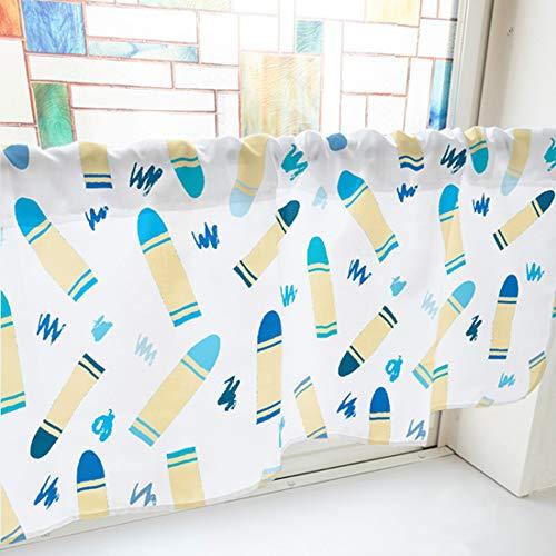 のぼり屋(Noboriya) カフェカーテン クレヨン 800×450mm 青・41062 (1391143)