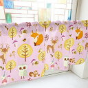 のぼり屋工房 カフェカーテン 秋の森 800×450mm ピンク・41096 (1391160)