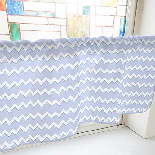 NOBORIYA のぼり屋 カフェカーテン ギザギザボーダー 800×450mm 水色・40726 (1390975)