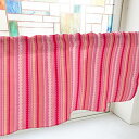 のぼり屋工房 カフェカーテン 水玉ストライプ 800×450mm ピンク・40748 (1390986)