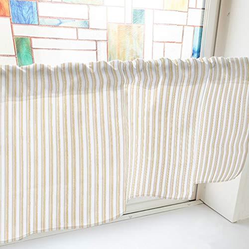 のぼり屋(Noboriya) カフェカーテン マルチカラーストライプ 800×450mm 茶・40576 (1390900)