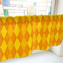 のぼり屋工房 カフェカーテン アーガイルチェック 800×450mm オレンジ・40586 (1390905)