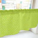 のぼり屋工房 カフェカーテン 格子と丸 800×450mm 黄緑・40442 (1390833)