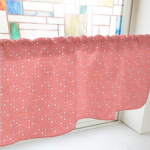 のぼり屋(Noboriya) カフェカーテン 格子と丸 800×450mm 赤・40444 (1390834)