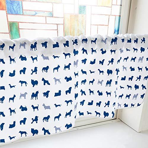 NOBORIYA のぼり屋 カフェカーテン 犬シルエット 800×450mm 紺・40474 (1390849)