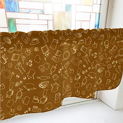 のぼり屋(Noboriya) カフェカーテン 食器や焼き菓子 800×450mm 茶・40490 (1390857)