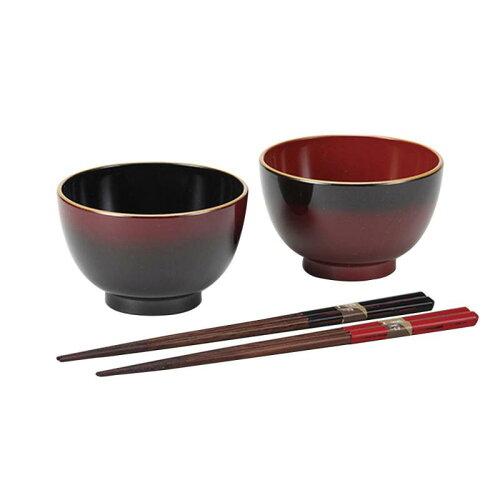 東出漆器店 ぼかし塗 汁椀ペア(箸付) 2579 (1492497)