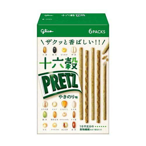 &nbsp;メーカー&nbsp;GLICO グリコ&nbsp;商品カテゴリ&nbsp;菓子・スナック＞スナック菓子&nbsp;発送目安&nbsp;1週間以内に発送予定&nbsp;お支払方法&nbsp;銀行振込・クレジットカード&nbsp;送料&nbsp;送料無料&nbsp;特記事項&nbsp;&nbsp;その他&nbsp;サイズ:・ピース正面縦:150.0、正面横:99.0、奥行:38.0、重量:78、・ケース正面縦:307、正面横:525、奥行:205、重量:4523、素材:十六穀ミックス粉(もち大麦、押麦、黒米、小麦たんぱく、はとむぎ、もちきび、もち米、とうもろこし、ひえ、発芽玄米、ライ麦、小麦全粒粉、アマランサス、キヌア、ホワイトソルガム、赤米、緑米)(国内製造)、植物油脂、小麦たんぱく、でん粉、ショートニング、砂糖、焙煎米粉、イースト、食塩、あおさパウダー、のりシーズニング、こんぶシーズニング/加工デンプン、調味料(アミノ酸等)、乳化剤、増粘剤(キサンタンガム)、香料、(一部に小麦・大豆・鶏肉を含む)、メーカー名:江崎グリコ、賞味期限:365日、商品詳細:商品名:グリコ十六穀プリッツやきのり味6袋【新商品4/4発売】○、ブランド名:江崎グリコ、内容量:6、アレルゲン:卵、乳、小麦、落花生、えび、大豆、鶏肉、栄養成分:1袋、エネルギー:45、たんぱく質:1.3、脂質:2、炭水化物:6.3、ナトリウム:、保存方法:直射日光および高温多湿の場所を避けて保存、 ◆ 十六種類の穀物をギュッと練りこみました