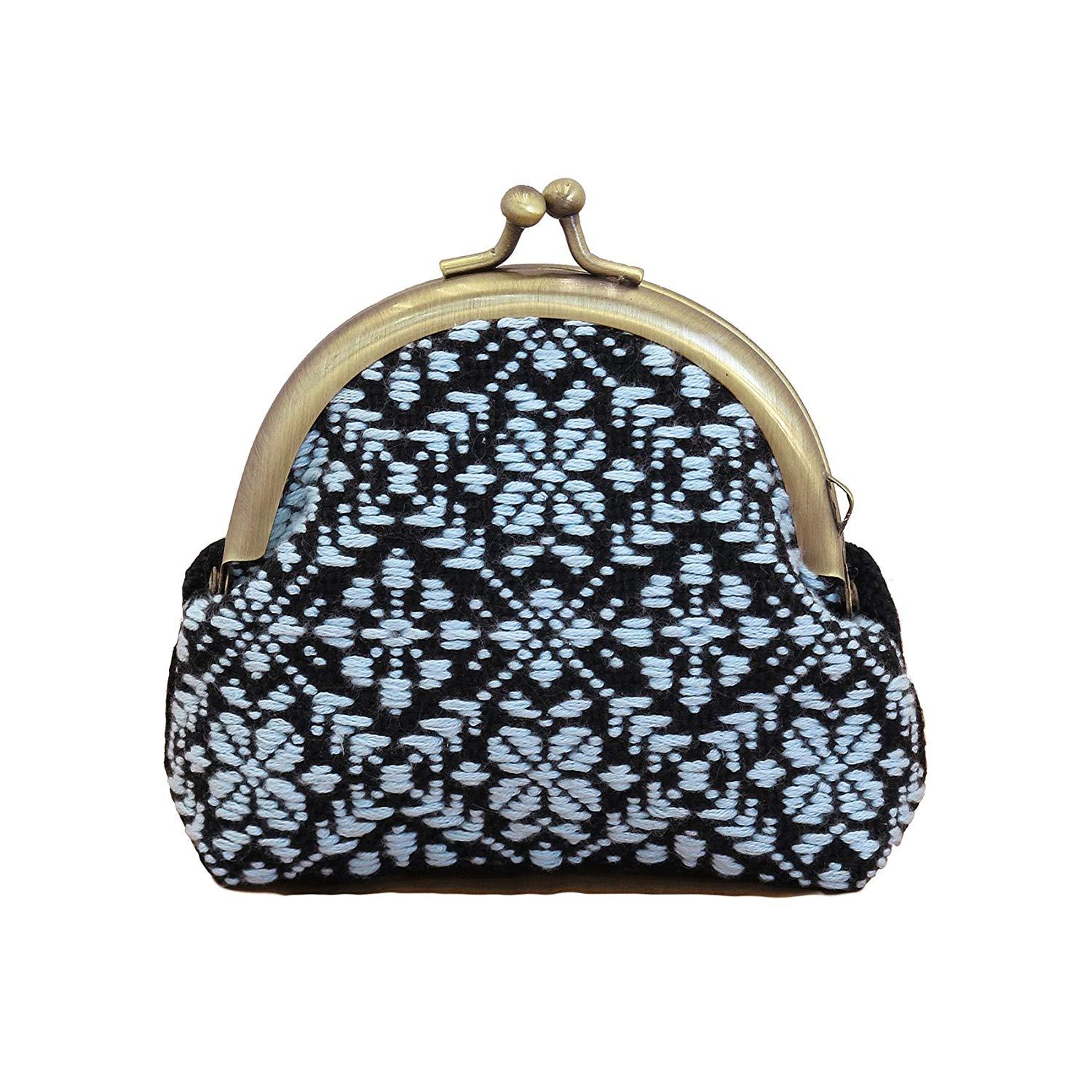 オリムパス製絲 オリムパス 日本の伝統刺繍 こぎんキット がま口ポーチ 丸型(黒) 37 (6278bs)