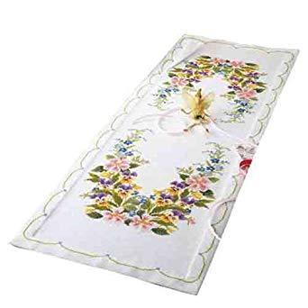 オリムパス製絲(Olympus Thred) ししゅうキット 1190(オフホワイト) ワイルドローズのテーブルセンター..