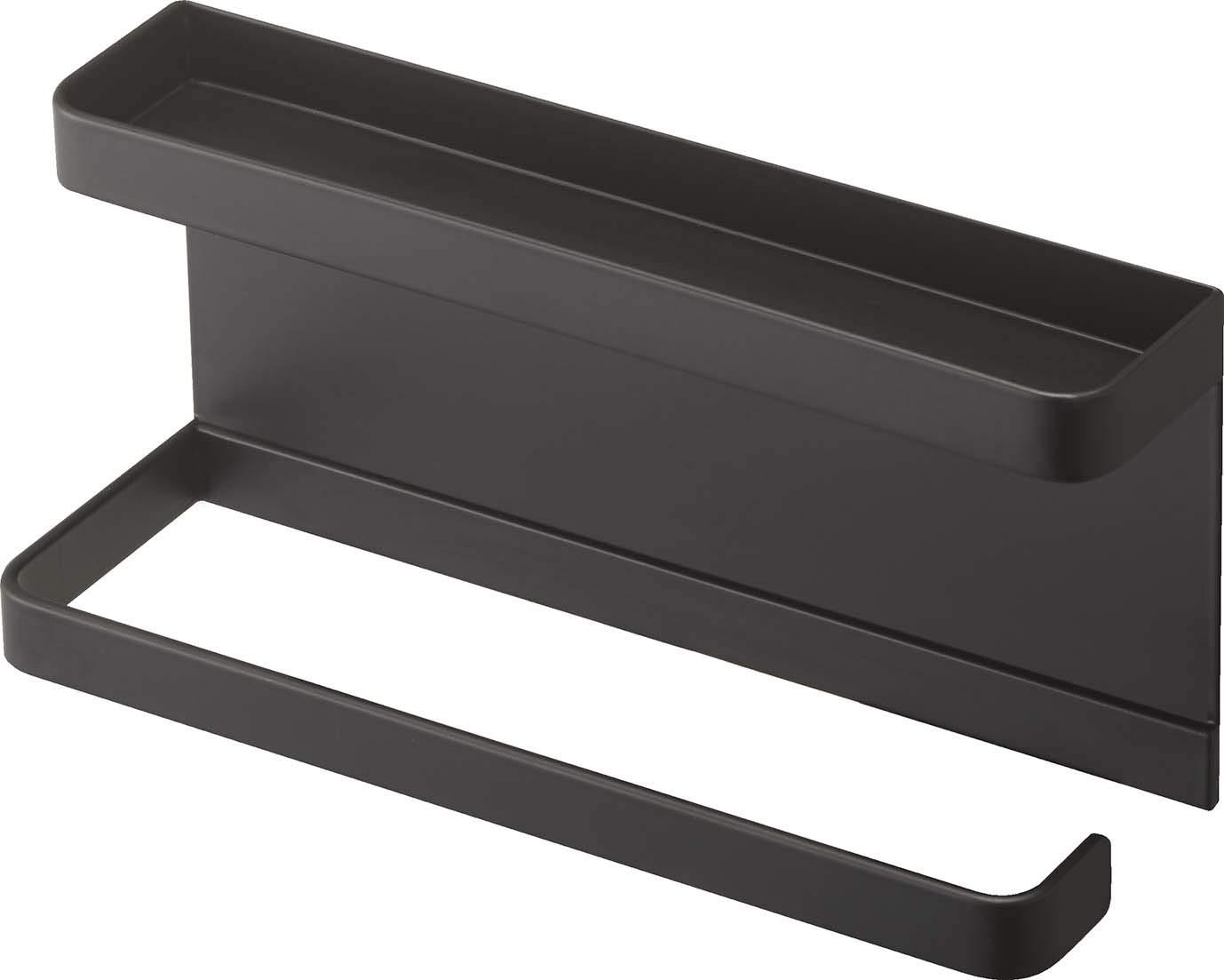 山崎実業(Yamazaki) トレー付きマグネット アンブレラホルダー ブラック 約W20XD7XH9.5cm スマート 傘立て 玄関扉収納 フック付き 5042