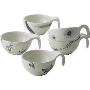 東秀陶器 ハーブの館手付プチボウル5個セット T-4669