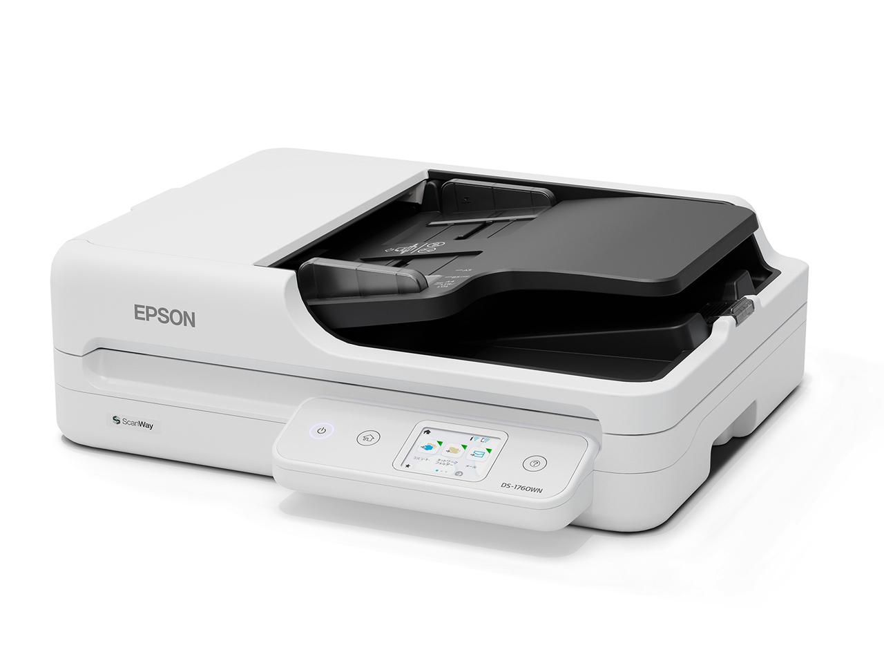 EPSON エプソン DS-1760WN ドキュメントスキャナー(フラットベッド/ADF/A4片面30枚/分/Wi-Fi/2.4型タッチパネル) 両面読み取り可 A4/はがき/名刺/レシート 1200 dpi USB/有線LAN接続