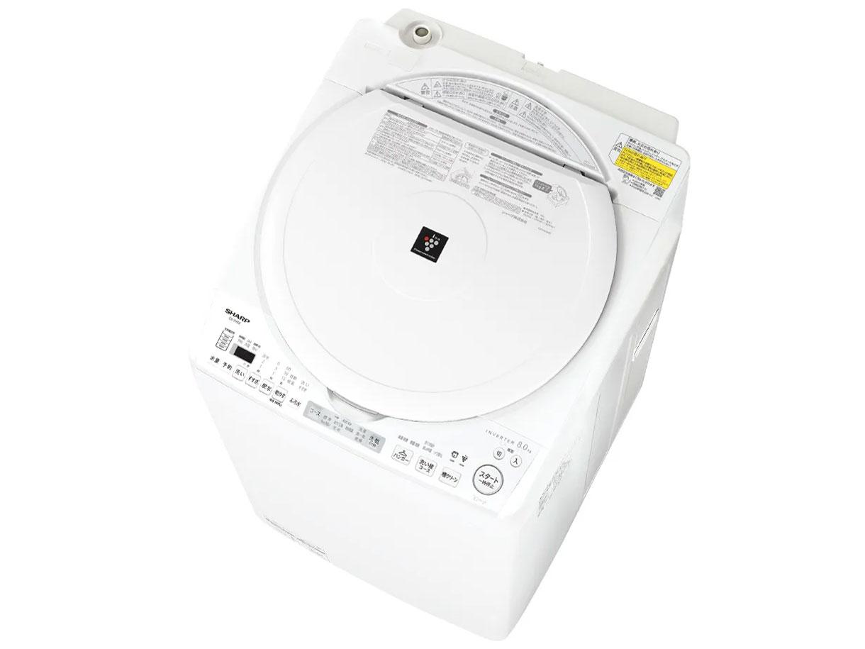 SHARP シャープ ESTX8K 縦型乾燥洗濯機 ホワイト系 ES-TX8K-W [洗濯8.0kg /乾燥4.5kg /ヒーター乾燥(排気タイプ) /上開き]