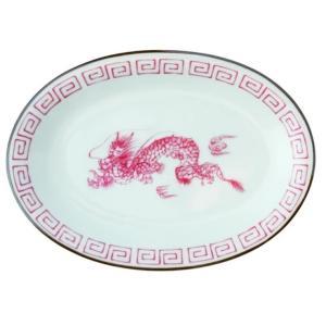 マルサン近藤 ≪メーカー取寄≫レトロ中華 楕円餃子皿  (-)