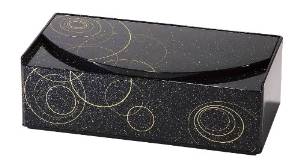 東出漆器 ミラー付ティッシュボックス　黒　 2698