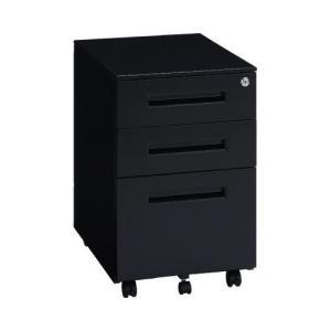 カウネット スチールデスクワゴン3段 390ブラック 7370-7646