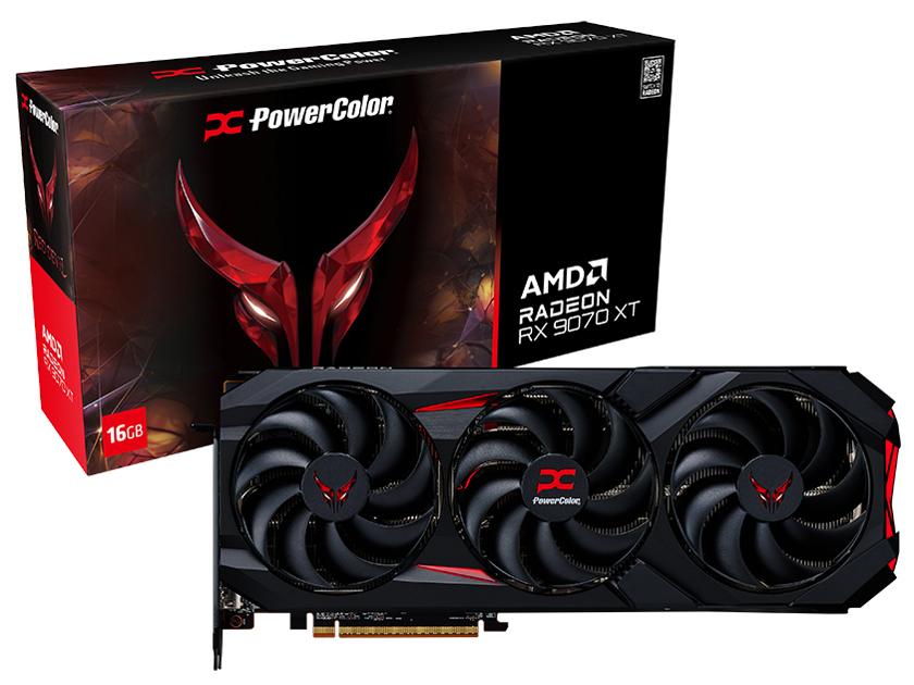 PowerColor Red Devil AMD Radeon RX 9070 XT 16GB GDDR6 グラフィックカード/3スロット トリプルファンクーラー(RX9070XT 16G-E/OC)