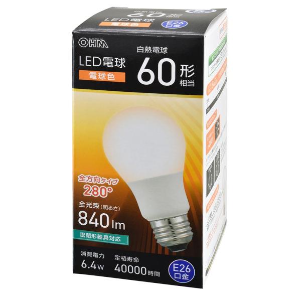OHM ŵ LEDŵ(60/ŵ忧/840 lm/6.4W/E26/Ra83/۸280/̩ķб) LDA6L-G AG59