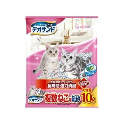 [ユニ・チャーム] デオサンド 複数ねこ用 紙砂 10L (-)