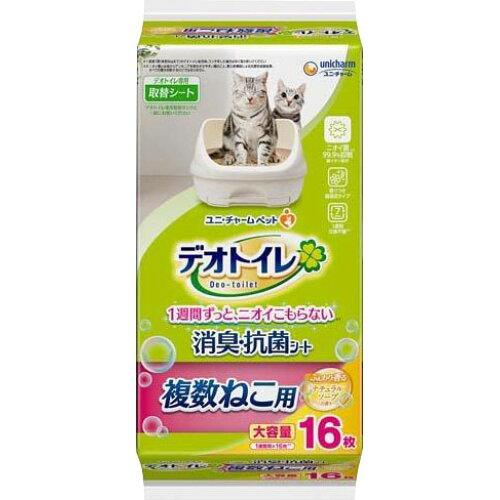 [ユニ・チャーム]デオトイレ 複数ねこ用 ふんわり香る消臭・抗菌シート ナチュラルソープの香り 16枚 (-)