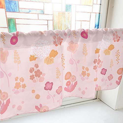 NOBORIYA のぼり屋 カフェカーテン 野花と紫陽花 1000×450mm ピンク・40429 (1390128)