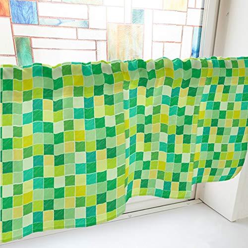 NOBORIYA のぼり屋 カフェカーテン カラフルチェック 1000×450mm 緑・40777 (1390302)