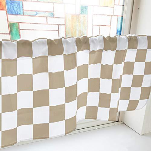 NOBORIYA のぼり屋 カフェカーテン ブロックチェック 1000×450mm 茶・40877 (1390352)