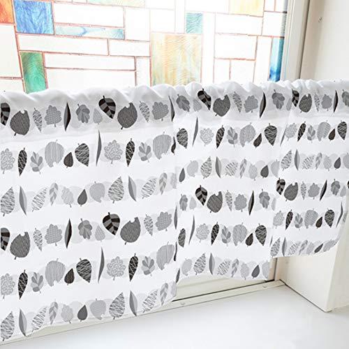 NOBORIYA のぼり屋 カフェカーテン 色んな形 葉っぱ 1000×450mm 白・41119 (1390473)