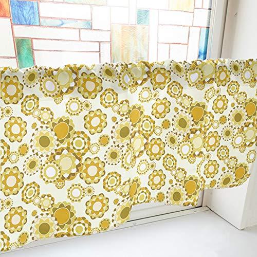 のぼり屋(Noboriya) カフェカーテン レトロ花 1000×450mm 黄・41163 (1390495)