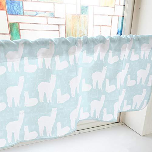 NOBORIYA のぼり屋 カフェカーテン アルパカ 1000×450mm 水色・41243 (1390535)