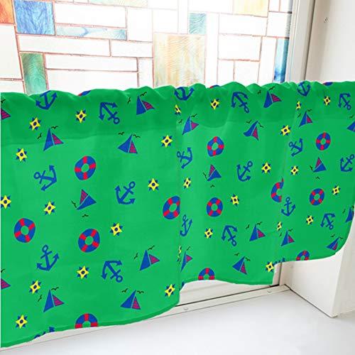 NOBORIYA のぼり屋 カフェカーテン 錨 1000×450mm 緑・41363 (1390595)