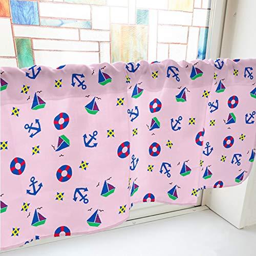 のぼり屋(Noboriya) カフェカーテン 錨 1000×450mm ピンク・41367 (1390597)