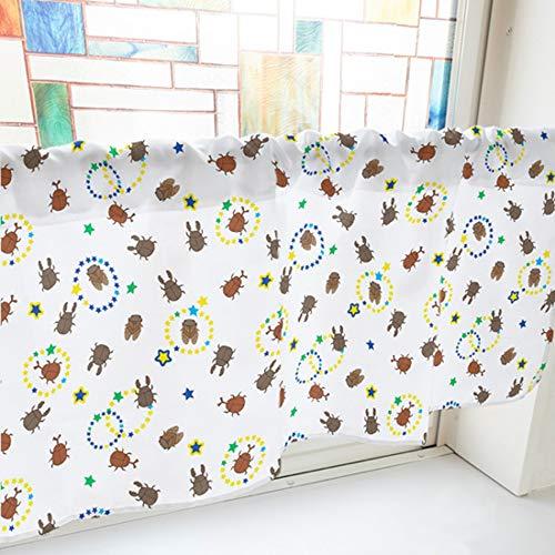 のぼり屋(Noboriya) カフェカーテン カブトムシ クワガタ セミ 1000×450mm 白・41383 (1390605)