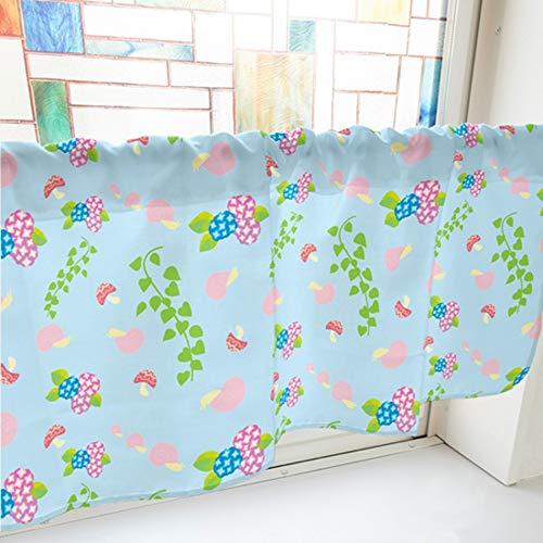 NOBORIYA のぼり屋 カフェカーテン カタツムリ アジサイ ツタ 1000×450mm 水色・41389 (1390608)