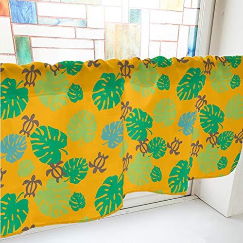 のぼり屋(Noboriya) カフェカーテン モンステラとウミガメ 1000×450mm オレンジ・41415 (1390621)