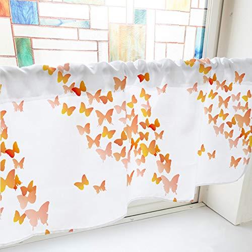 NOBORIYA のぼり屋 カフェカーテン ちょうちょ 1000×450mm オレンジ・41427 (1390627)