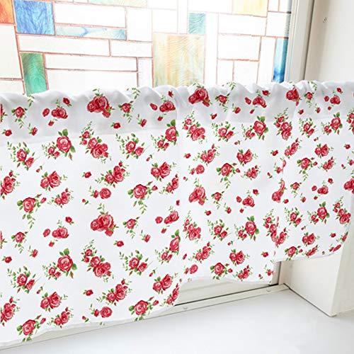 NOBORIYA のぼり屋 カフェカーテン バラ 1000×450mm 赤・41445 (1390636)