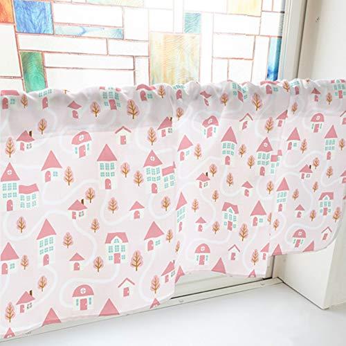 NOBORIYA のぼり屋 カフェカーテン 家 1000×450mm ピンク・41487 (1390657)