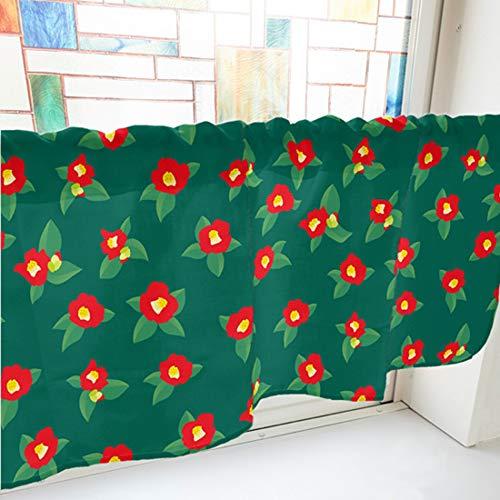 NOBORIYA のぼり屋 カフェカーテン 椿 1000×450mm 緑・41495 (1390661)