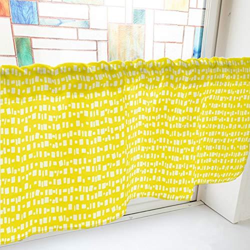 NOBORIYA のぼり屋 カフェカーテン 四角のボーダー 1000×450mm 黄・41565 (1390696)